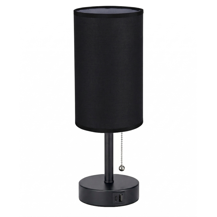 Brilagi - Stona lampa sa USB priključkom TABLON 1xE27/25W/230V crna