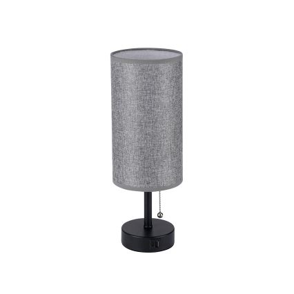 Brilagi - Stona lampa sa USB priključkom TABLON 1xE27/25W/230V crna/siva