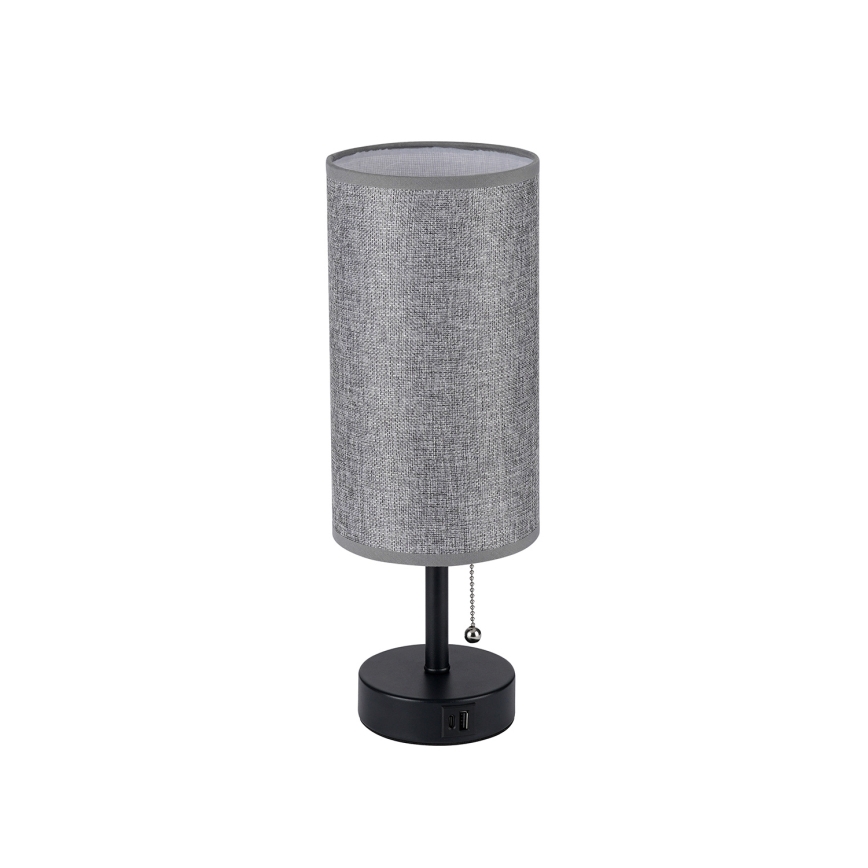 Brilagi - Stona lampa sa USB priključkom TABLON 1xE27/25W/230V crna/siva