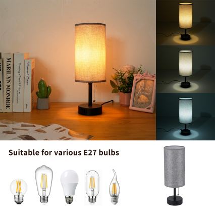Brilagi - Stona lampa sa USB priključkom TABLON 1xE27/25W/230V crna/siva