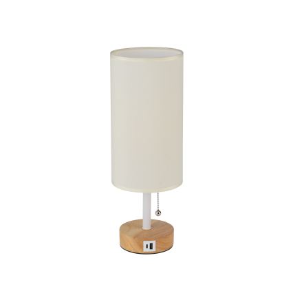 Brilagi - Stona lampa sa USB priključkom TABLON 1xE27/25W/230V hrast/bela/krem