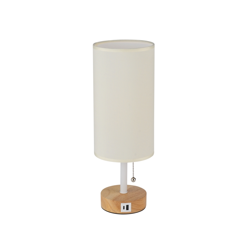 Brilagi - Stona lampa sa USB priključkom TABLON 1xE27/25W/230V hrast/bela/krem
