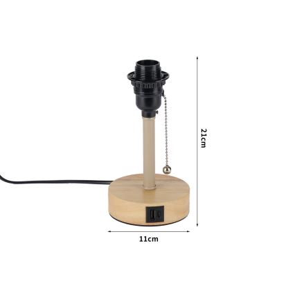 Brilagi - Stona lampa sa USB priključkom TABLON 1xE27/25W/230V hrast/bež