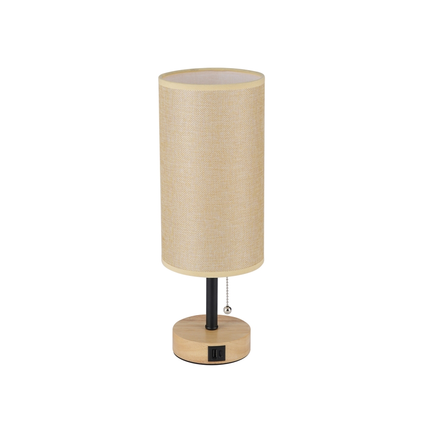 Brilagi - Stona lampa sa USB priključkom TABLON 1xE27/25W/230V hrast/crna/bež
