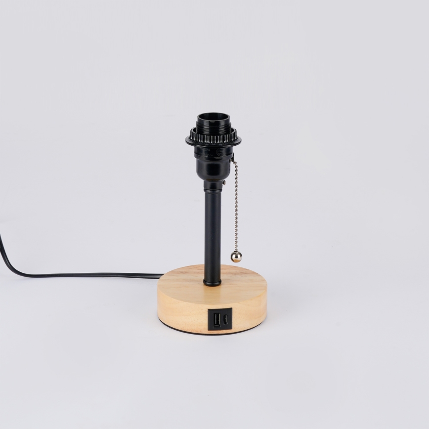 Brilagi - Stona lampa sa USB priključkom TABLON 1xE27/25W/230V hrast/crna