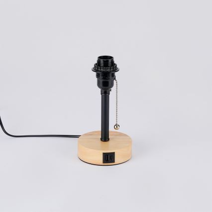 Brilagi - Stona lampa sa USB priključkom TABLON 1xE27/25W/230V hrast/crna