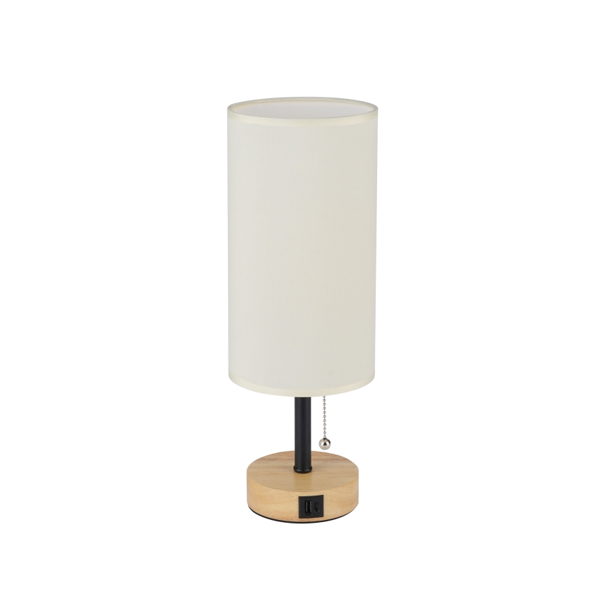 Brilagi - Stona lampa sa USB priključkom TABLON 1xE27/25W/230V hrast/crna/krem