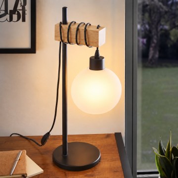 BRILAGI - Stona lampa WOOD GLASS 1xE27/40W/230V smeđa/crna/bela