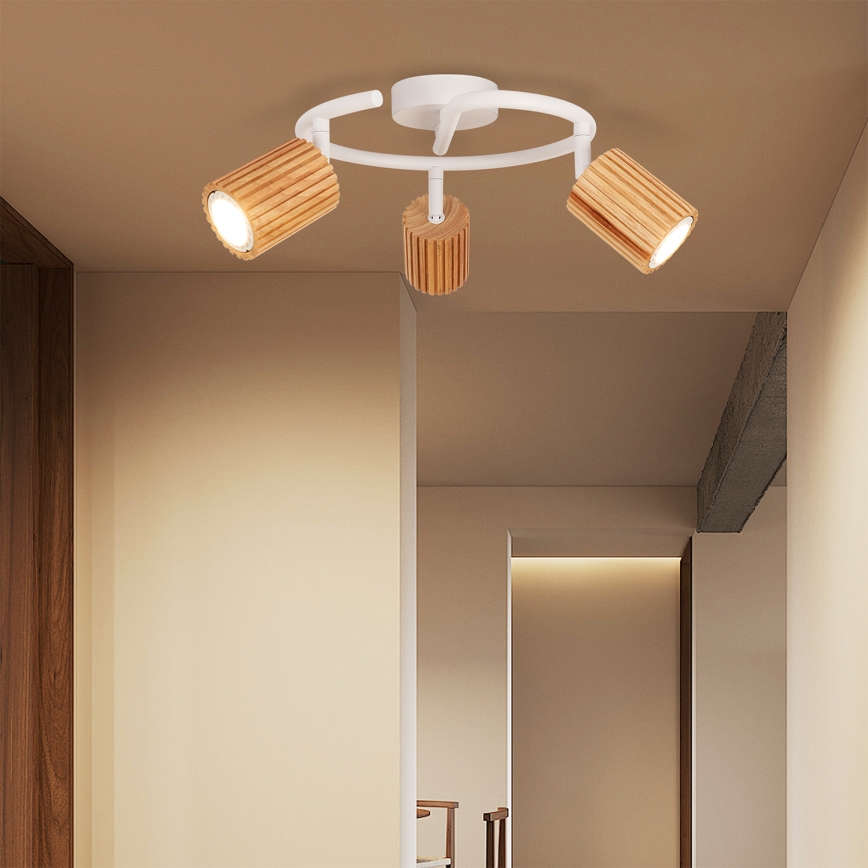 Brilagi - Stropna spot svetiljka MODERN WOOD 3xGU10/8W/230V drvo/bela