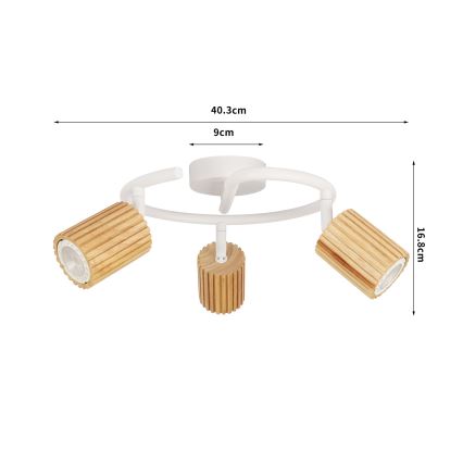 Brilagi - Stropna spot svetiljka MODERN WOOD 3xGU10/8W/230V drvo/bela