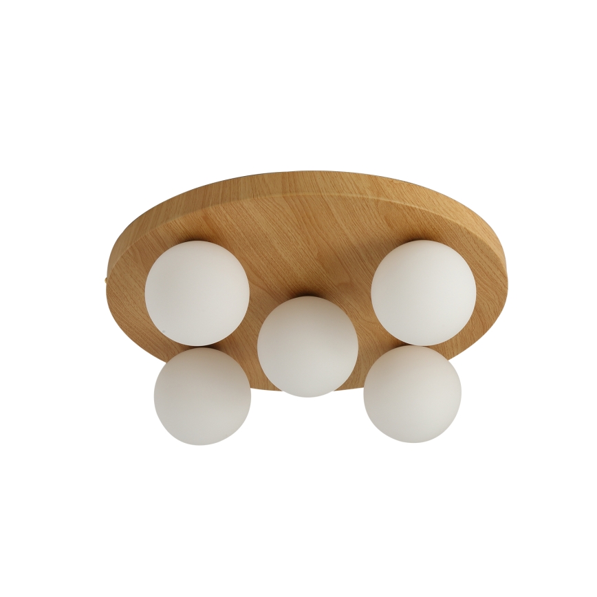 Brilagi - Stropna svetiljka LUND WOOD 5xG9/9W/230V, prečnik 40 cm, drvo