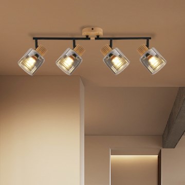 Brilagi - Stropni spot HYGGE 4xE14/15W/230V drvo/dimljeno