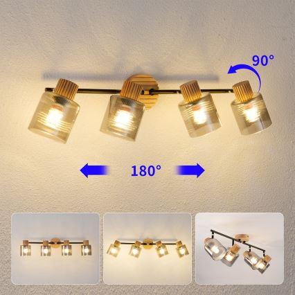 Brilagi - Stropni spot HYGGE 4xE14/15W/230V drvo/dimljeno