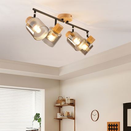 Brilagi - Stropni spot HYGGE 4xE14/15W/230V drvo/dimljeno