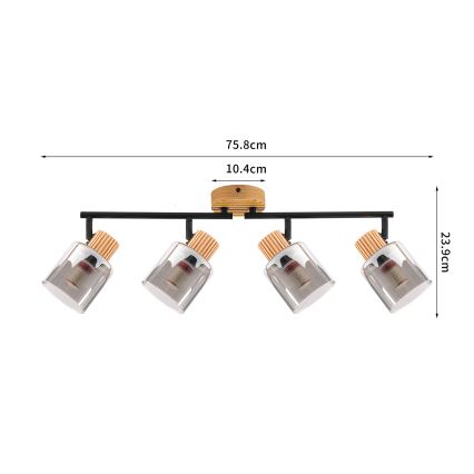 Brilagi - Stropni spot HYGGE 4xE14/15W/230V drvo/dimljeno