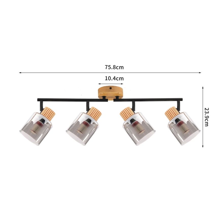Brilagi - Stropni spot HYGGE 4xE14/15W/230V drvo/dimljeno