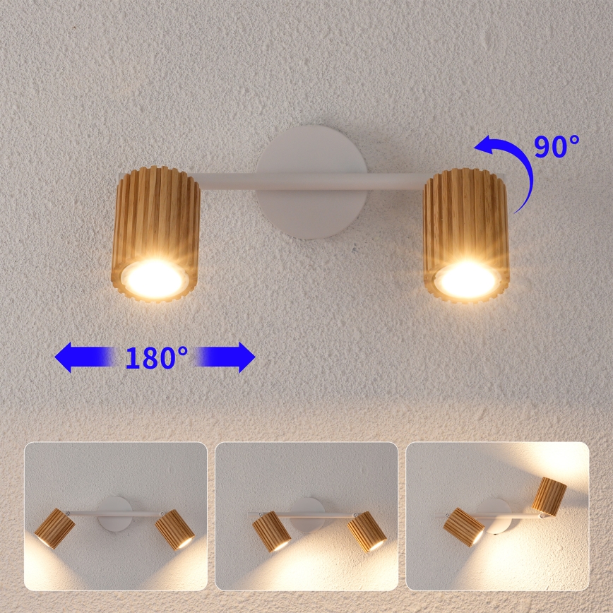 Brilagi - Stropni spot MODERN WOOD 2xGU10/8W/230V drvo/bela