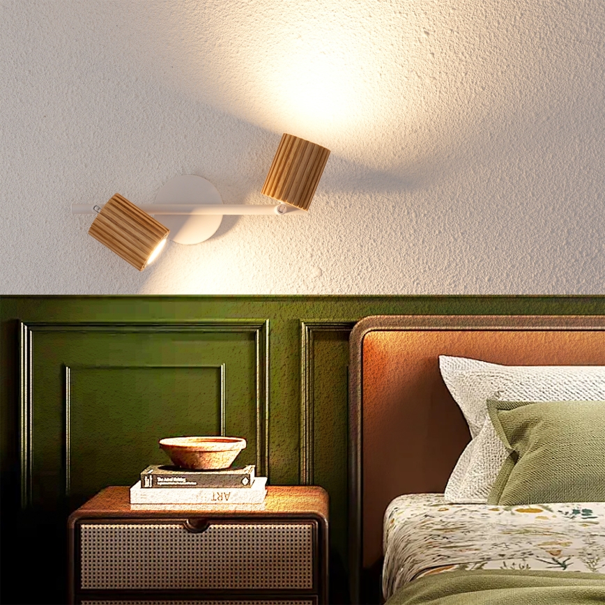 Brilagi - Stropni spot MODERN WOOD 2xGU10/8W/230V drvo/bela