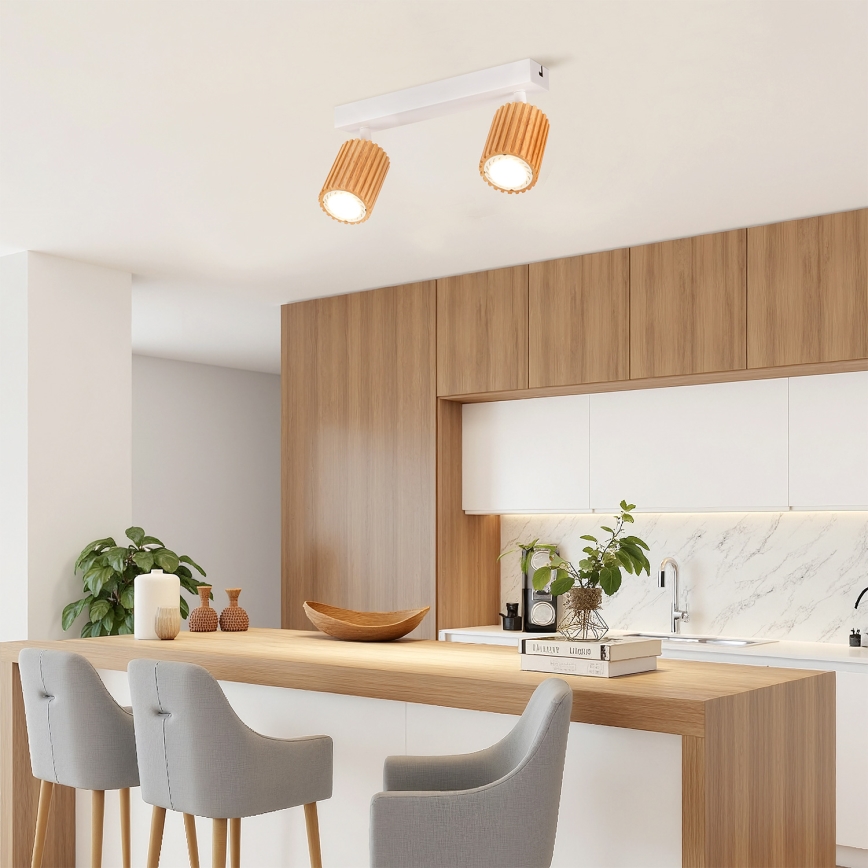 Brilagi - Stropno spot svetlo MODERN WOOD 2xGU10/8W/230V drvo/bela