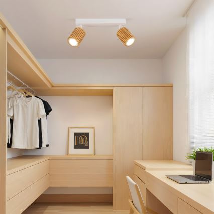 Brilagi - Stropno spot svetlo MODERN WOOD 2xGU10/8W/230V drvo/bela