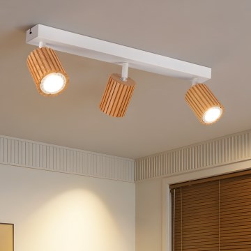 Brilagi - Stropno spot svetlo MODERN WOOD 3xGU10/8W/230V drvo/belo