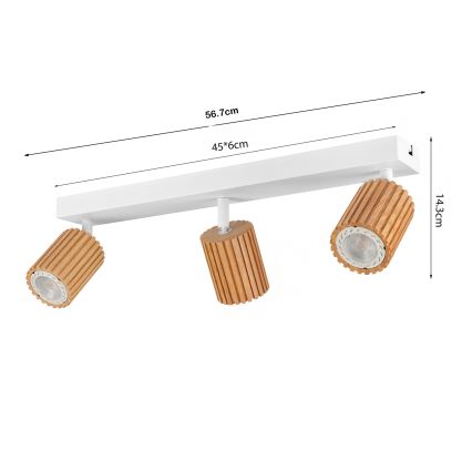 Brilagi - Stropno spot svetlo MODERN WOOD 3xGU10/8W/230V drvo/belo