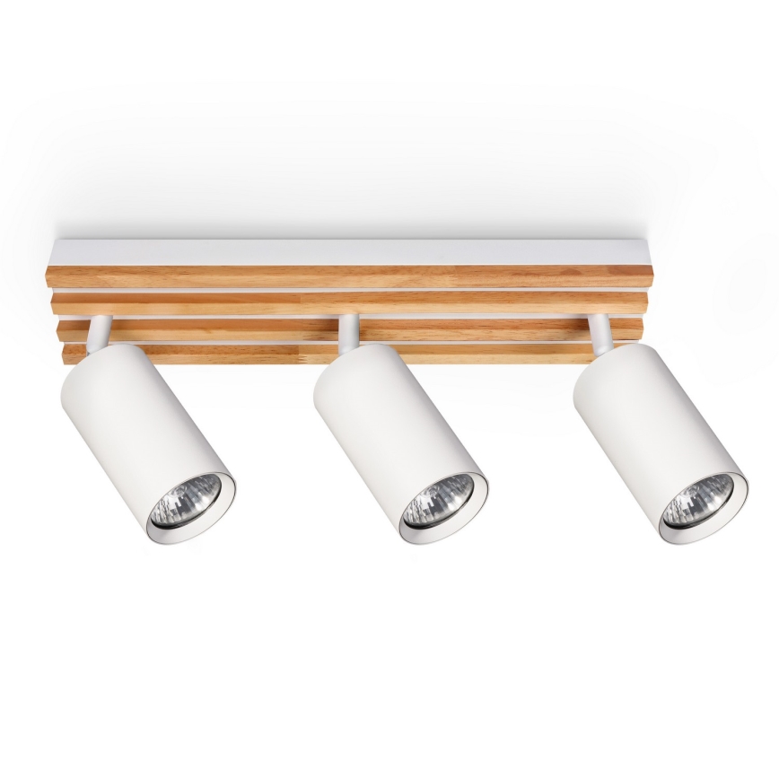 Brilagi - Stropno spot svetlo SELE WOOD 3xGU10/30W/230V bela/drvo