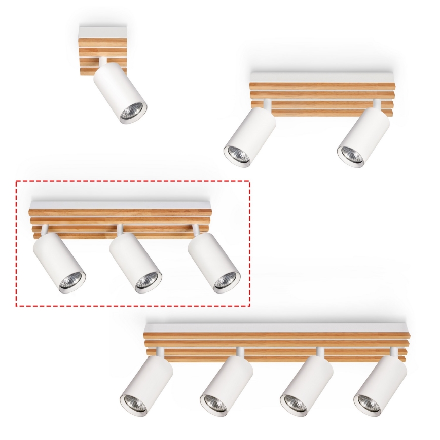 Brilagi - Stropno spot svetlo SELE WOOD 3xGU10/30W/230V bela/drvo