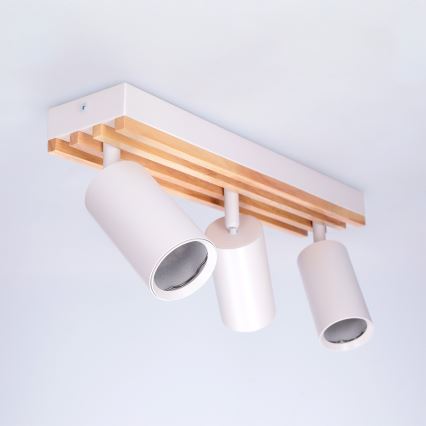 Brilagi - Stropno spot svetlo SELE WOOD ACOUSTIC 3xGU10/30W/230V bela/drvo