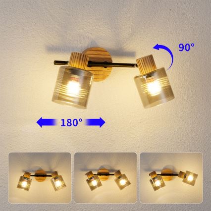 Brilagi - Tačkasto svetlo HYGGE 2xE14/15W/230V drvo/dimno