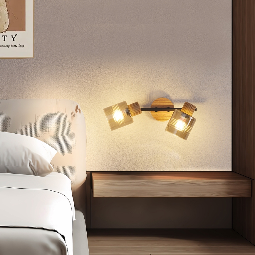 Brilagi - Tačkasto svetlo HYGGE 2xE14/15W/230V drvo/dimno