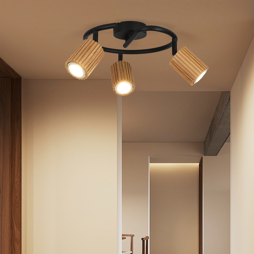 Brilagi - Tačkasto svetlo MODERN WOOD 3xGU10/8W/230V drvo/crna