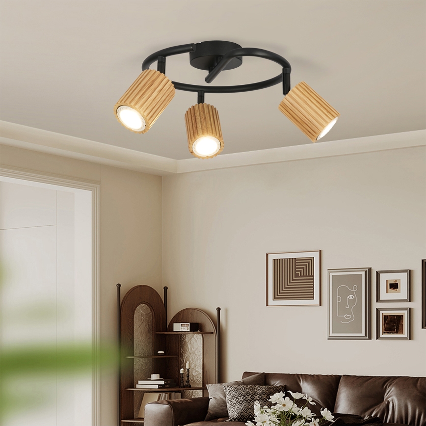 Brilagi - Tačkasto svetlo MODERN WOOD 3xGU10/8W/230V drvo/crna