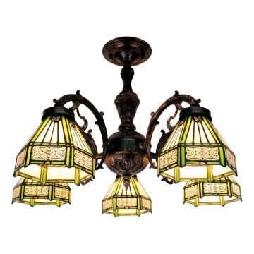 BRILAGI - Tiffany vitražan plafonski luster EMERALD 5xE27/60W/230V prečnik 60 cm