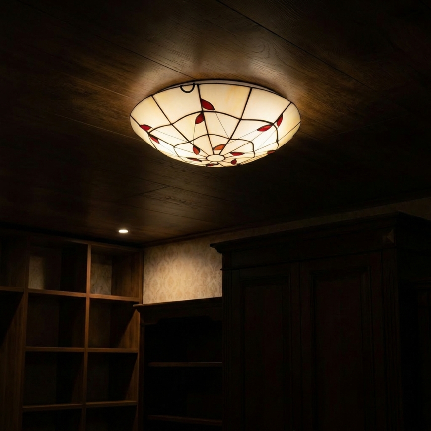 Brilagi - Tiffany vitražna plafonska lampa FOLIA 2xE27/60W/230V prečnik 40 cm
