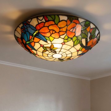 Brilagi - Tiffany vitražna plafonska lampa JUNGLE 2xE27/60W/230V prečnik 40 cm
