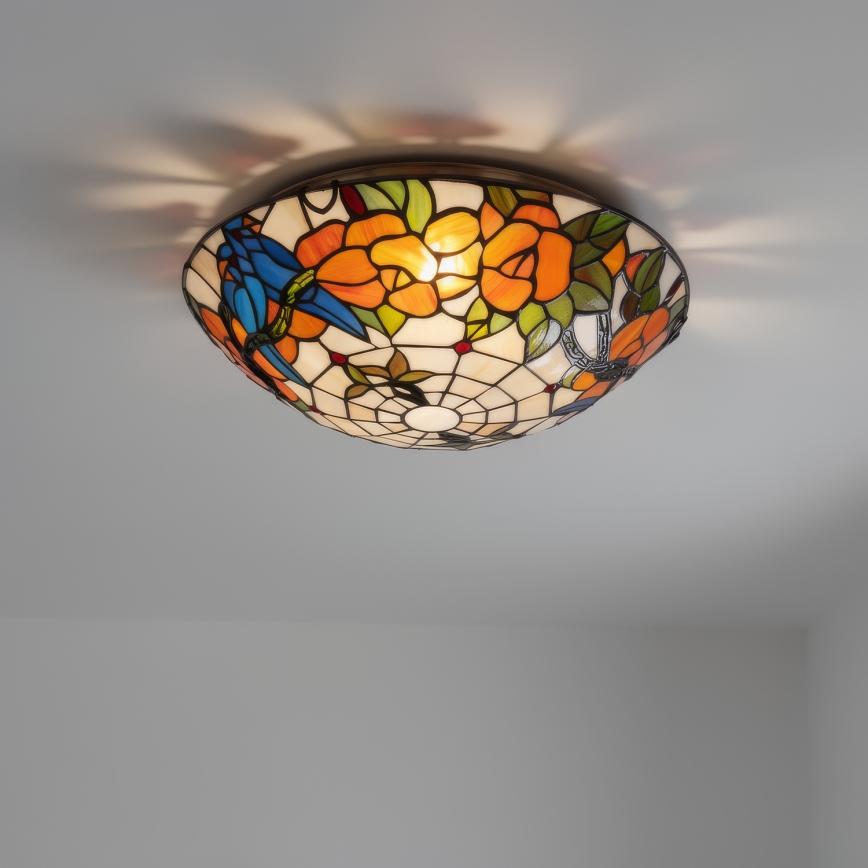 Brilagi - Tiffany vitražna plafonska lampa JUNGLE 2xE27/60W/230V prečnik 40 cm