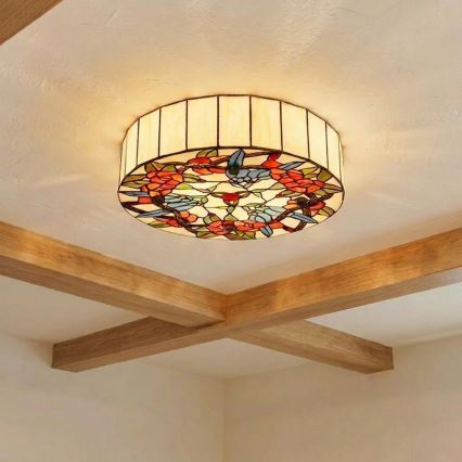 Brilagi - Tiffany vitražna plafonska lampa JUNGLE 3xE27/60W/230V prečnika 40 cm