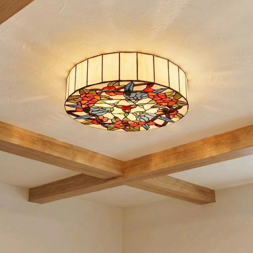 Brilagi - Tiffany vitražna plafonska lampa JUNGLE 3xE27/60W/230V prečnika 40 cm