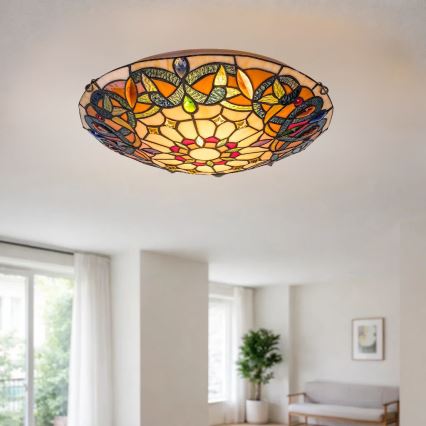 Brilagi - Tiffany vitražna plafonska lampa LUISA 2xE27/60W/230V prečnik 40 cm