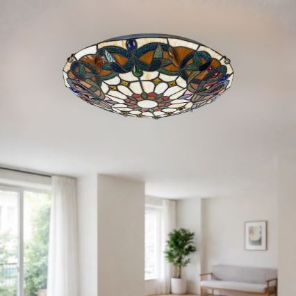 Brilagi - Tiffany vitražna plafonska lampa LUISA 2xE27/60W/230V prečnik 40 cm