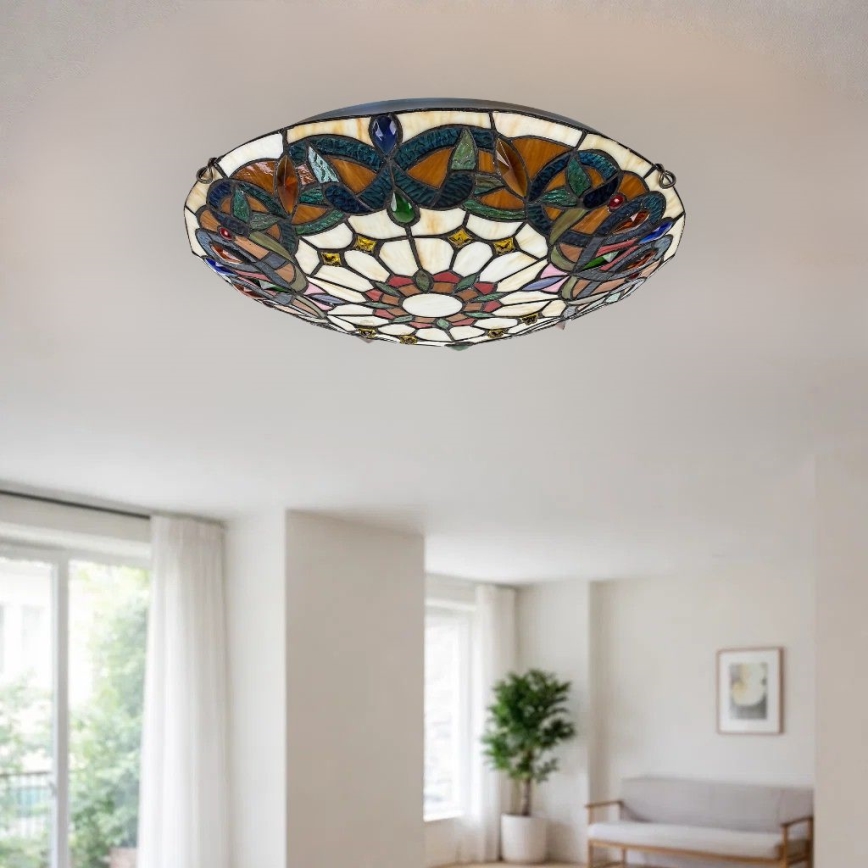 Brilagi - Tiffany vitražna plafonska lampa LUISA 2xE27/60W/230V prečnik 40 cm