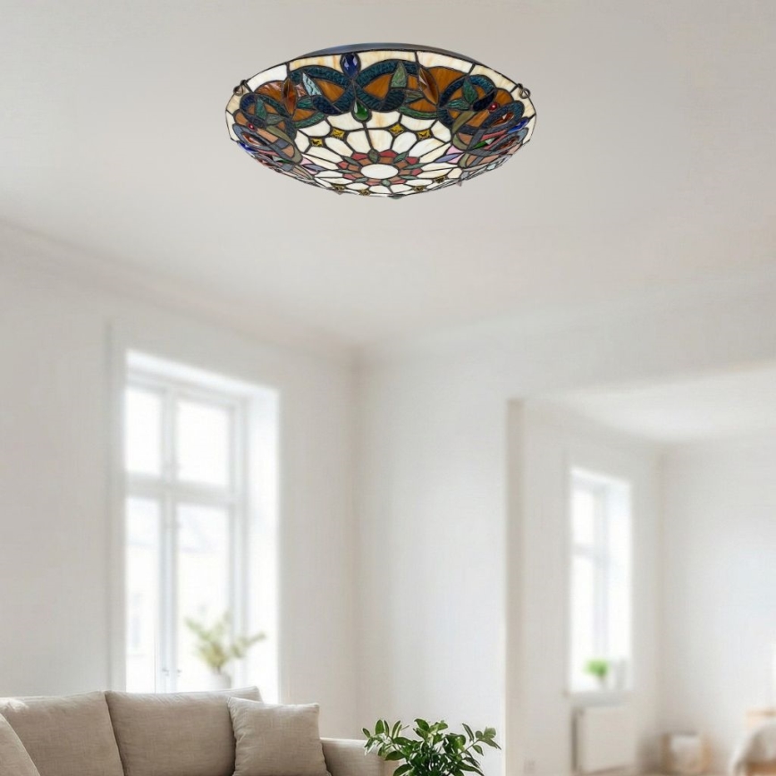 Brilagi - Tiffany vitražna plafonska lampa LUISA 2xE27/60W/230V prečnik 40 cm