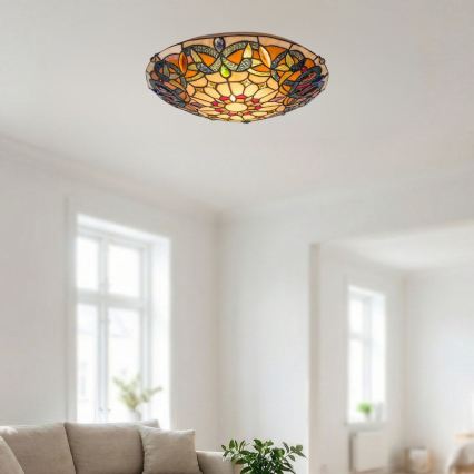 Brilagi - Tiffany vitražna plafonska lampa LUISA 2xE27/60W/230V prečnik 40 cm