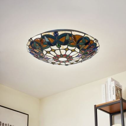 Brilagi - Tiffany vitražna plafonska lampa LUISA 2xE27/60W/230V prečnik 40 cm