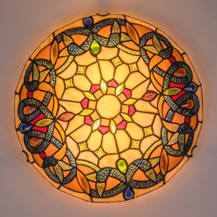 Brilagi - Tiffany vitražna plafonska lampa LUISA 2xE27/60W/230V prečnik 40 cm