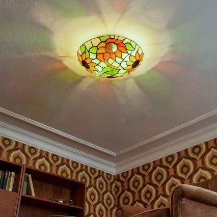 Brilagi - Tiffany vitražna plafonska lampa SUNCOKRET 2xE27/60W/230V prečnik 40 cm