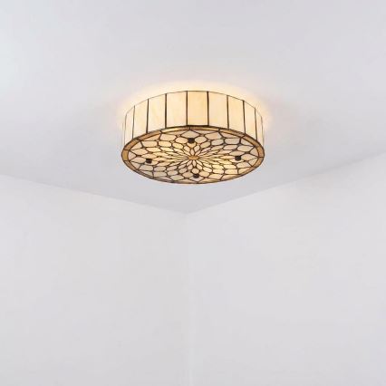 Brilagi - Tiffany vitražna plafonska svetiljka IVORY 3xE27/60W/230V prečnik 40 cm