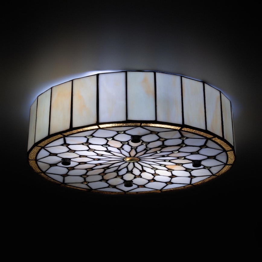 Brilagi - Tiffany vitražna plafonska svetiljka IVORY 3xE27/60W/230V prečnik 40 cm