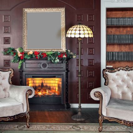 Brilagi - Tiffany vitražna podna lampa DORAN 2xE27/60W/230V